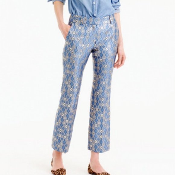 J. Crew Collection Cropped Pant Italian Jacquard Geometric